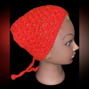 Bright Red Crochet bandanna